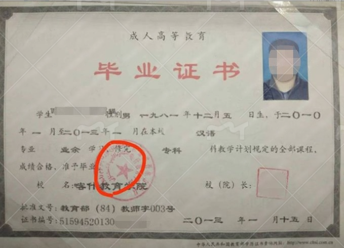 喀什教育学院2013年业余专科毕业证书样本图片(汉语) 喀什教育学院2013年业余专科毕业证书样本图片(汉语)